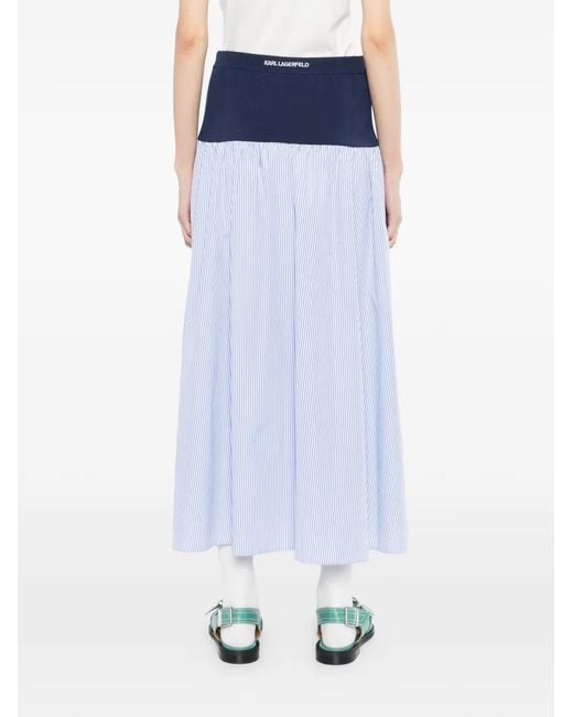 Karl Lagerfeld Blue Ikon Striped Poplin Skirt