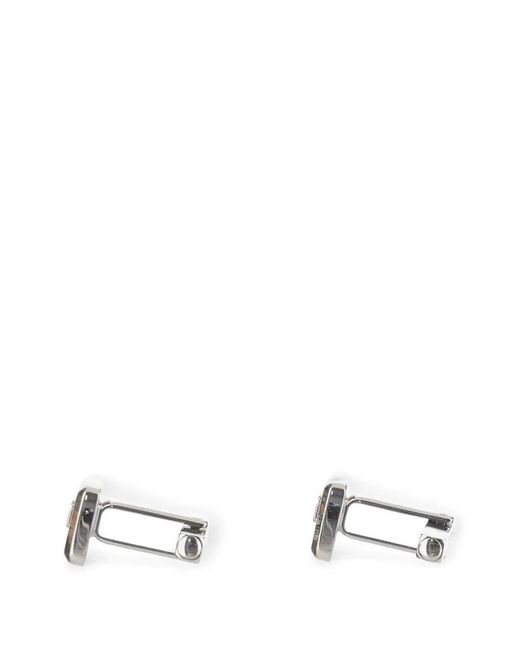 Boss White Enamel-Insert Cufflinks With Double-B Monogram for men