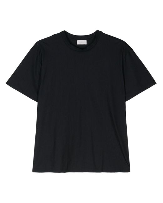 Mazzarelli Black Tonal-stitching Short-sleeve T-shirt