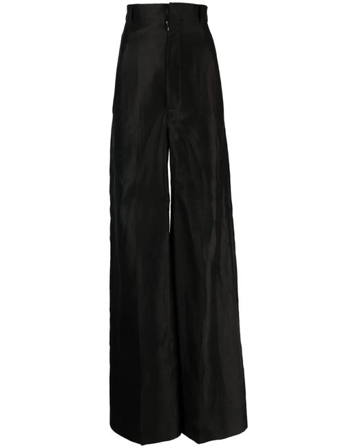 Rick Owens Black High-Waist Wide-Leg Trousers