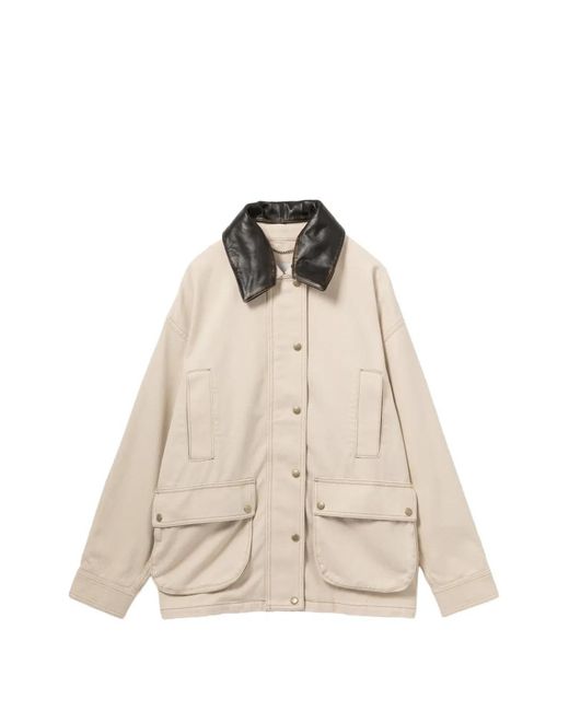 Halfboy Natural Leather Collar Barn Jacket