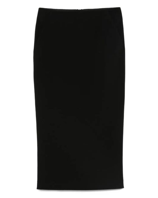 Giorgio Armani Black Wool-Blend Straight Skirt