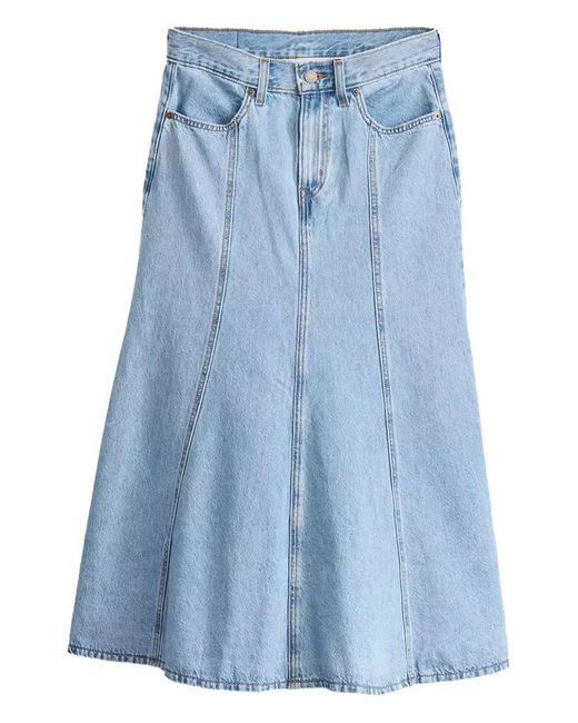 Levi's Blue Panelled Denim Midi Skirt