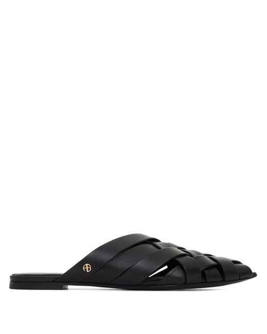 Anine Bing Black Eve Flat Mules