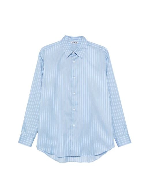 Auralee Blue Striped Shirt for men