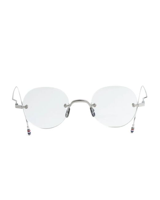 Thom Browne White Round-Frame Glasses