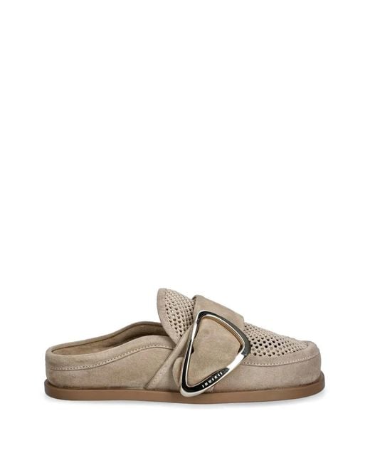 Inuikii White Patchwork Buckle-Detail Mules