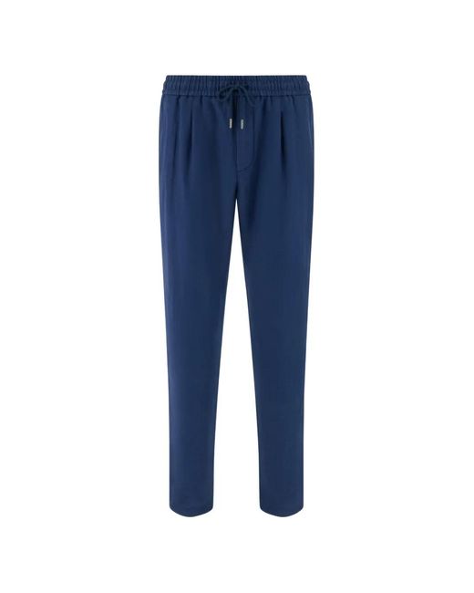 Boggi Blue City Drawstring Linen Trousers for men