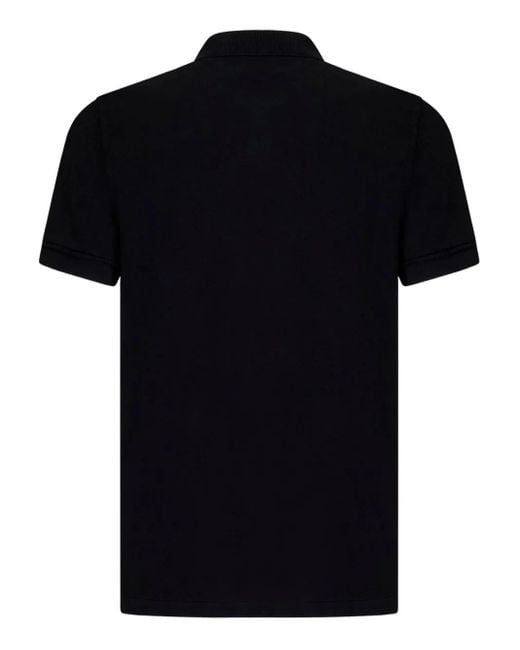 Tom Ford Geripptes Poloshirt mit zwei Knöpfen in Black für Herren