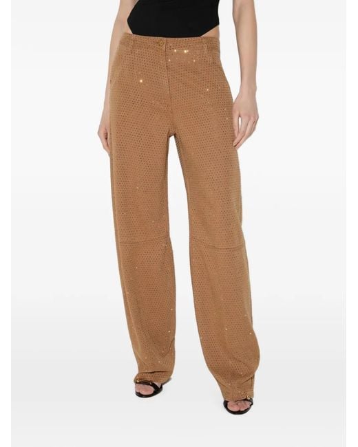 Elisabetta Franchi Natural Balloon Denim Jeans With Rhinestones