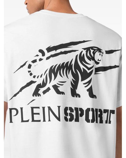 Philipp Plein White Tiger-Print Crew-Neck T-Shirt for men