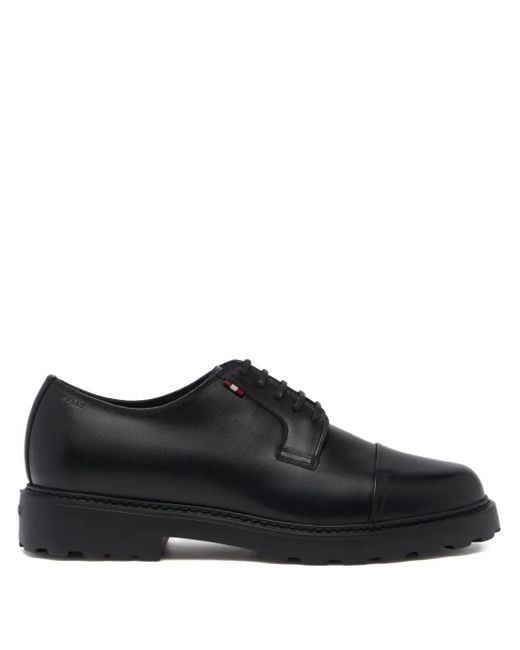 Bally Black Gusto Logo Leather Derby Shoes for men