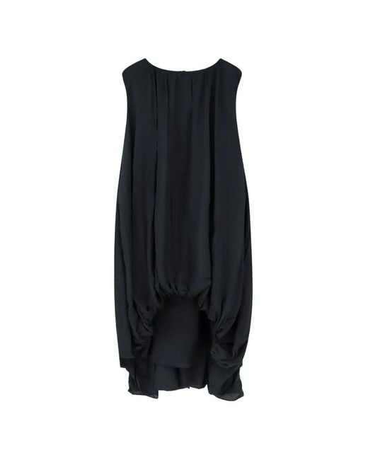 LAMRONS Blue Asymmetrical Drawstring Dress