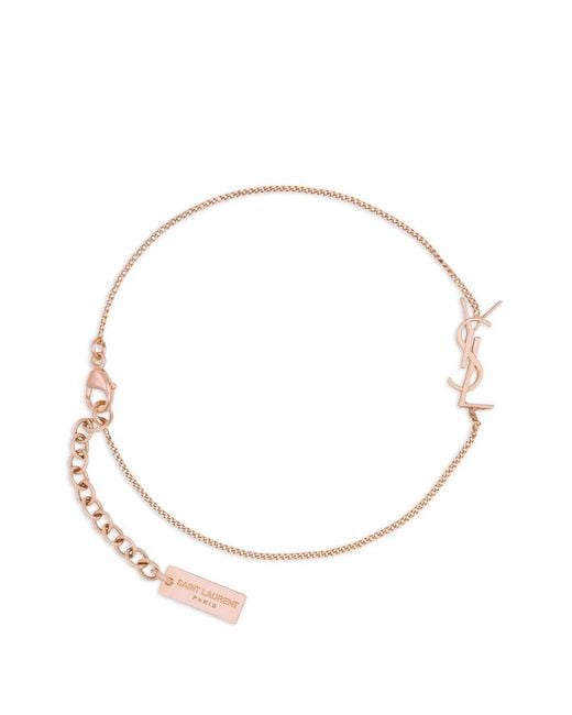 Saint Laurent White Cassandre Charm Bracelet