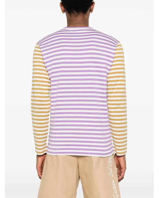 COMME DES GARÇONS PLAY Pink Striped-Pattern Long-Sleeve T-Shirt