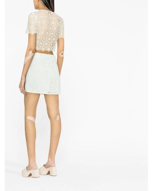 Self-Portrait White Mini Skirt With Lace Detail