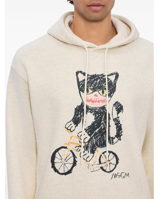 MSGM Hoodie Met Print in het White voor heren