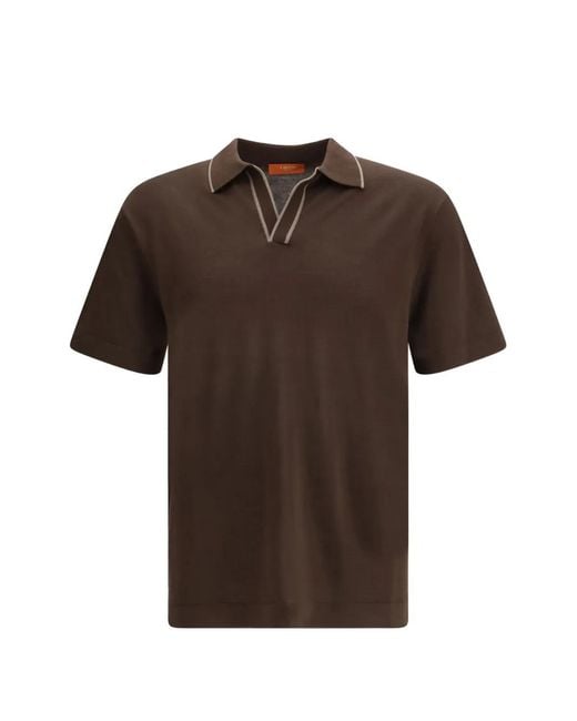Cruna Brown Knitted Collar T-Shirt for men
