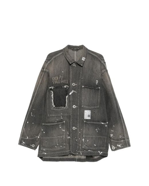 Maison Mihara Yasuhiro Gray Stripe Denim Jacket for men