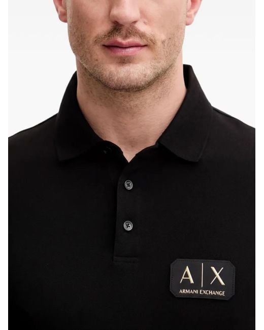 ARMANI EXCHANGE Black Logo Polo Shirt for men