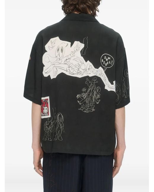 Camisa con cuello cubano DOMREBEL de hombre de color Black