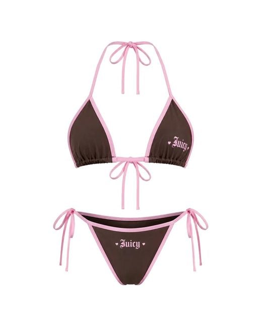 Juicy Couture Pink Logo-Print Triangle Bikini