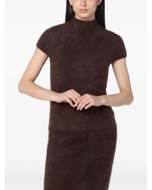 Soft Goat Top Met Col in het Brown
