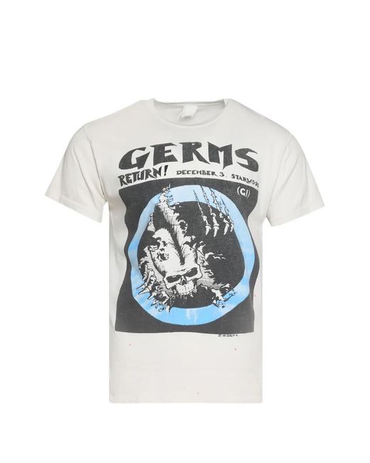 MadeWorn Blue Germs 90's Crew Skull-Print T-Shirt for men