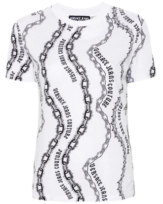 Versace Jeans Couture White Logo-Chain T-Shirt