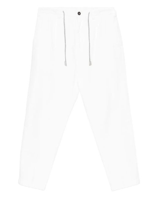Eleventy White Drawstring Cotton Trousers for men