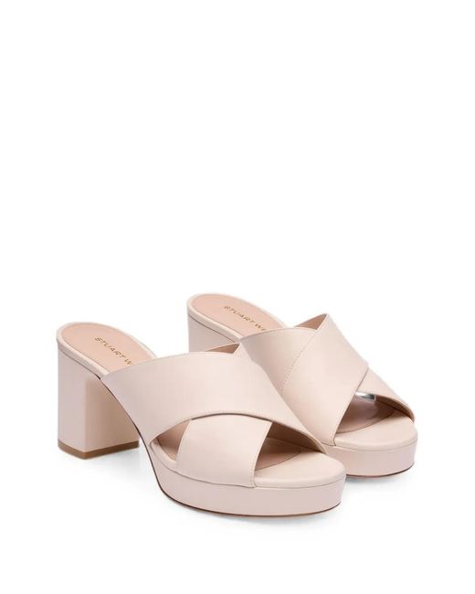 Stuart Weitzman Pink Dayna Crossover-Straps Platform Sandals