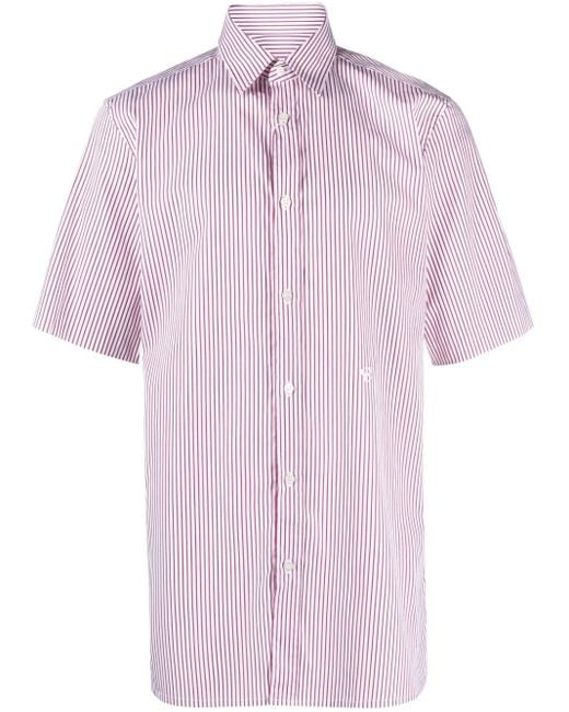 Camisa a rayas con logo bordado Maison Margiela de hombre de color Pink