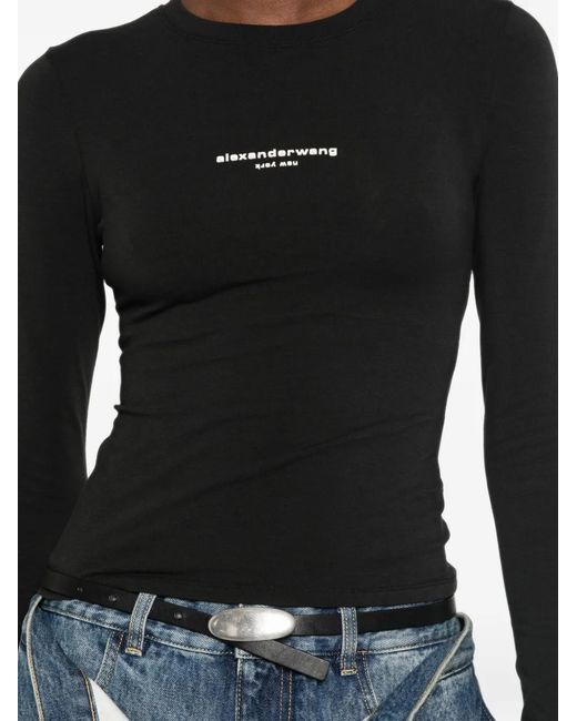 Alexander Wang Black Layered-Detail Ribbed-Knit Top