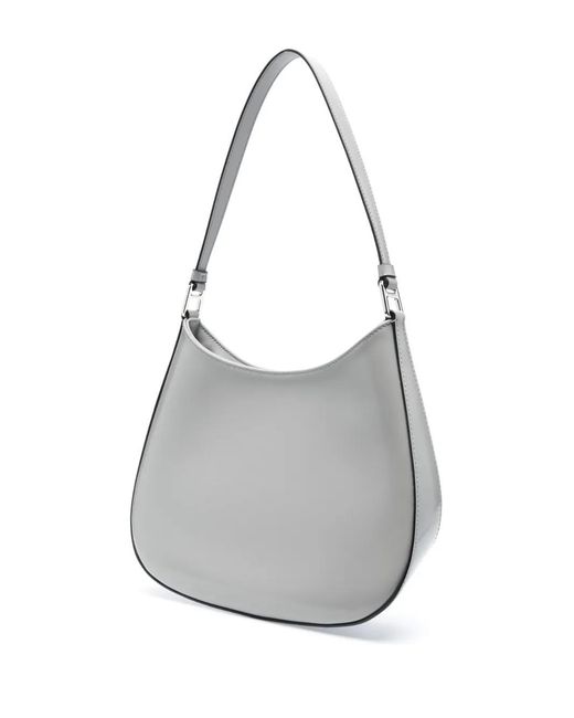 Prada Gray Cleo Brushed Leather Shoulder Bag