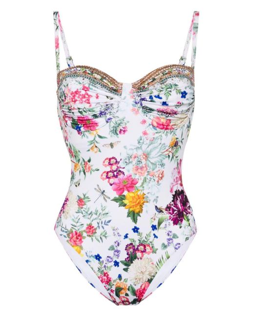 Camilla White Floral-print Swimsuit
