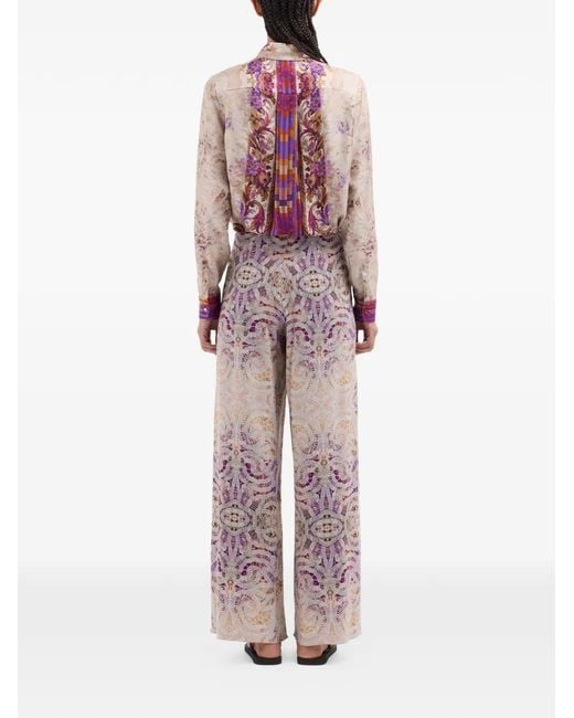 Pierre Louis Mascia Purple Adanastr Mosaic High-Waisted Trousers