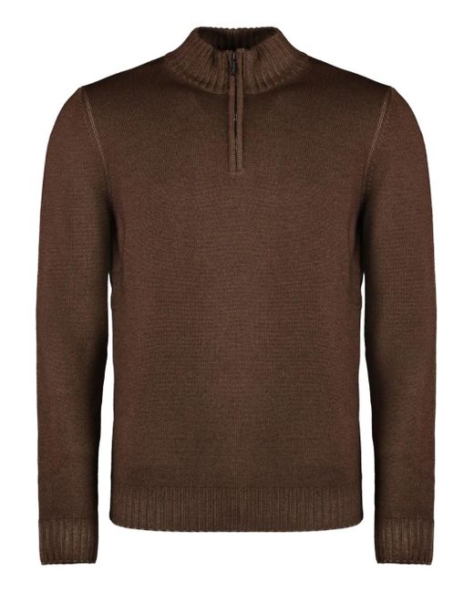 Moorer Terni Pullover mit kurzem Reißverschluss in Brown für Herren
