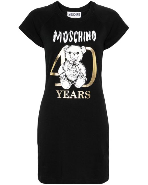 Vestido estilo camiseta con logo Moschino de color Black