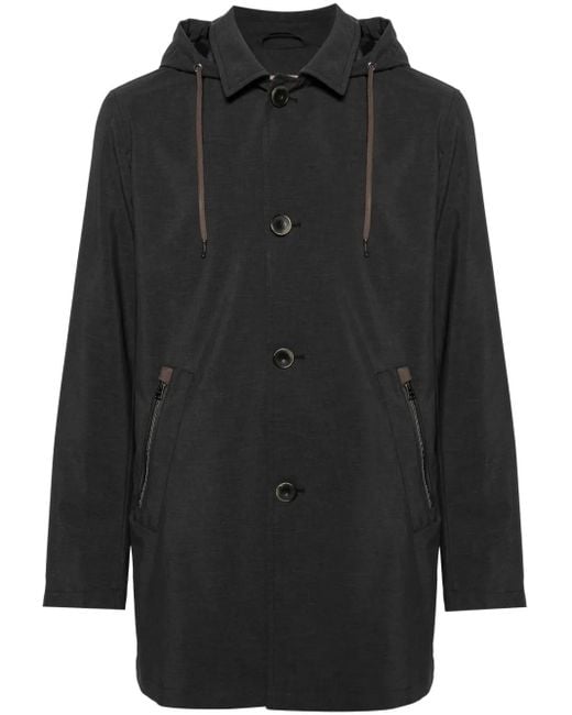 Herno Black Hooded Parka Coat for men
