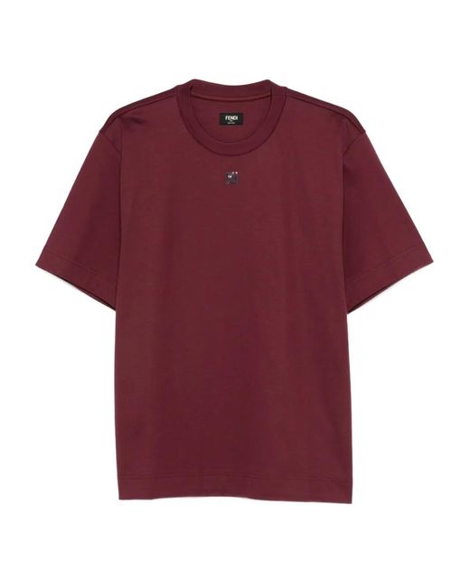 Fendi Red Logo-Plaque T-Shirt for men