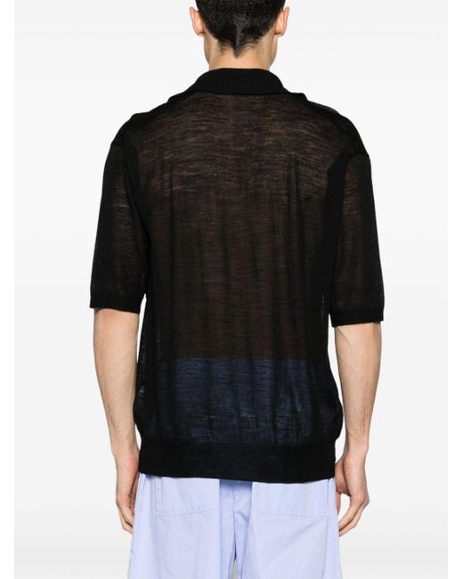 Auralee Black Mélange Wool-blend Polo Shirt for men