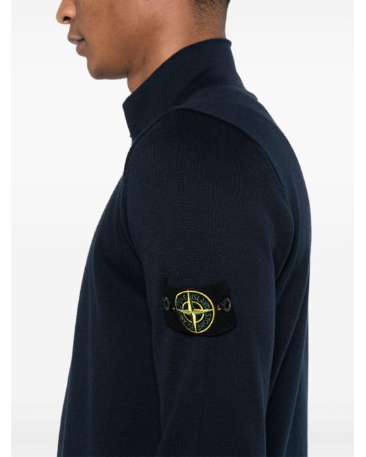 Stone Island Reißverschluss-Sweatshirt mit Kompass-Patch in Blue für Herren