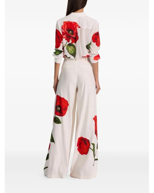 Alice + Olivia White Blaire Pleated Trousers
