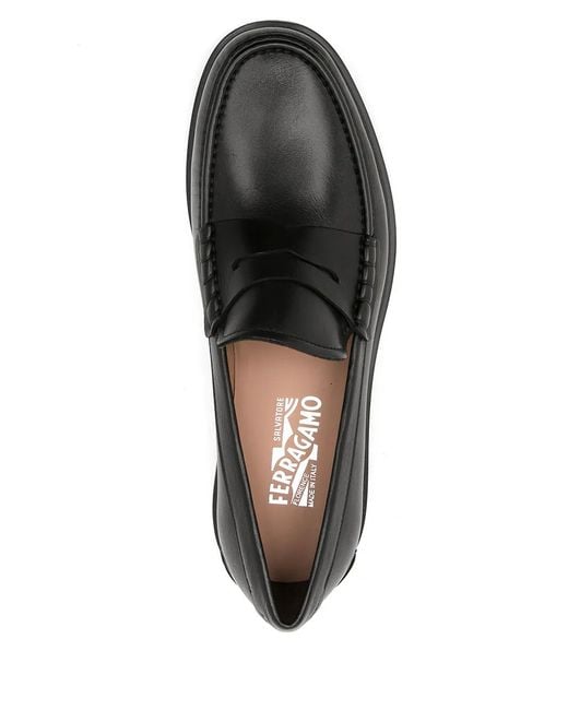 Ferragamo Black Penny Leahter Loafers for men