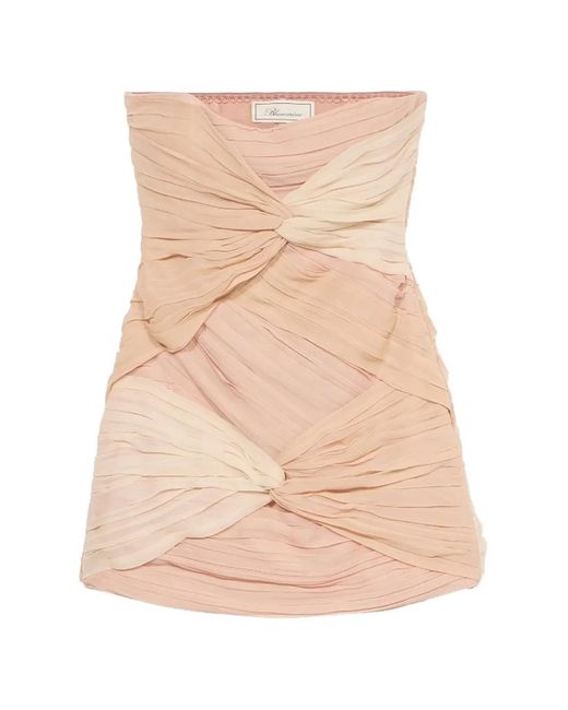 Blumarine Natural Knotted-Detail Mini Dress