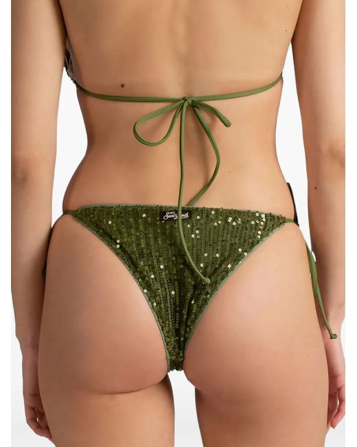 Mc2 Saint Barth Green Sequined Tie-Side Bikini Bottoms