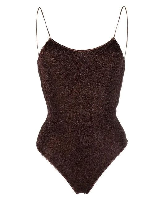 Oseree Brown Shimmer-effect Swimsuit