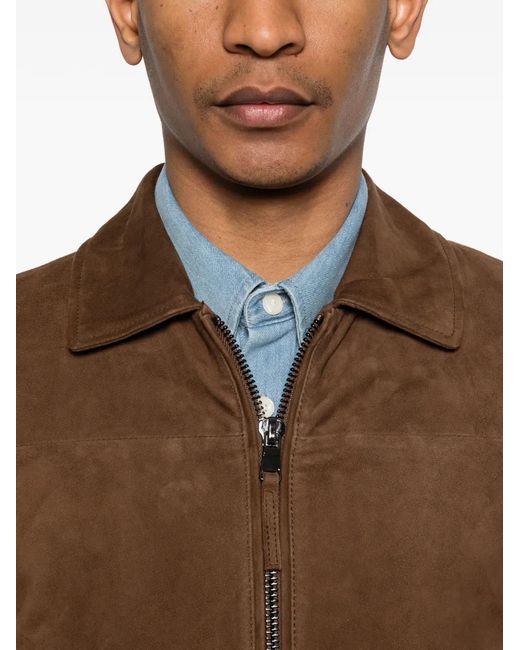 Bully Brown Veste En Daim À Fermeture Zippée for men