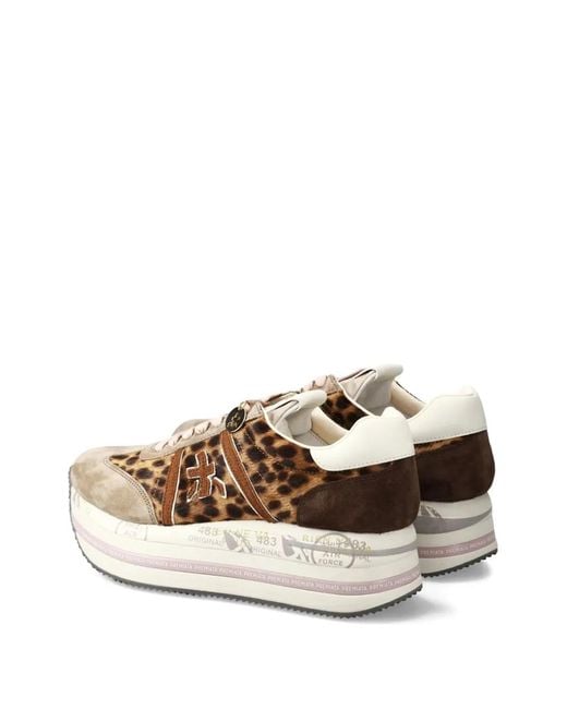 Premiata Brown Beth 7741 Leopard-Print Platform Sneakers