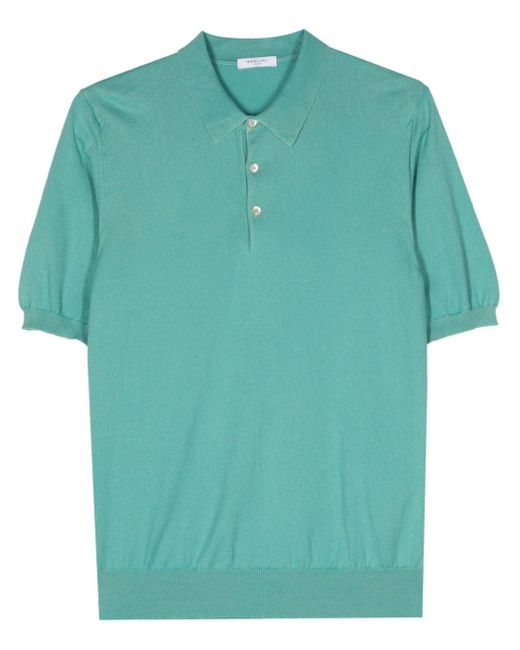 Boglioli Green Fine-knit Cotton Polo Shirt for men